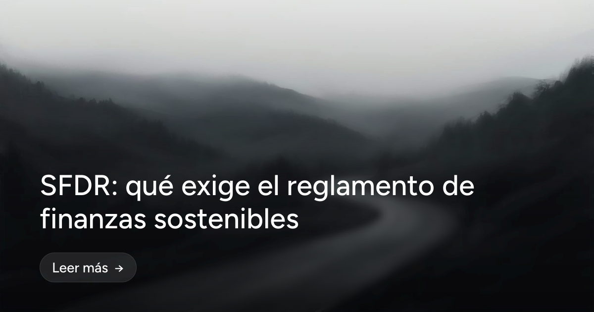 SFDR: qué exige el reglamento de finanzas sostenibles